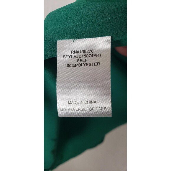 Daniel Rainn Blouse XL Kelly Green Split Neck Pleated Casual Work Fall Minimal - Picture 4 of 8